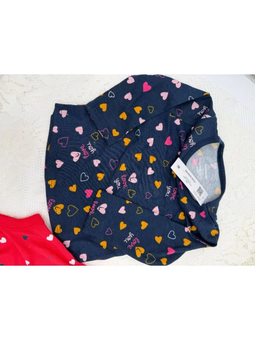 Garanimals Baby 2-Piece Outfit Set Heart Print Top & Bodysuit 3-6M Navy & Red